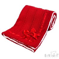 FBP202-R: Red Chevron Cable Knit Wrap w/Bow